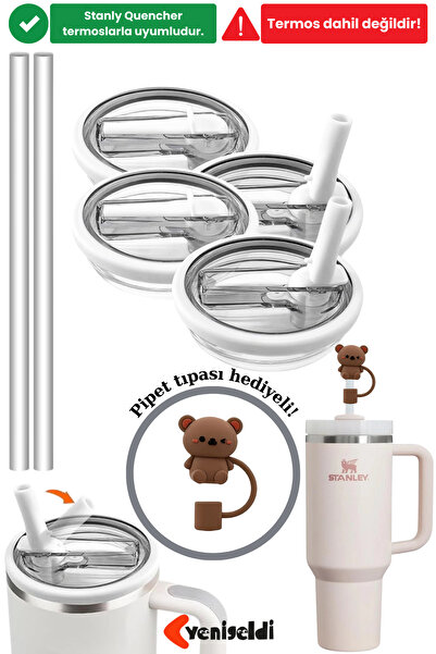 Yenigeldi 2Pcs Stnly Quencher Compatible 40 oz Flip Lid with Straw Leakproof Replacement Cup Lid