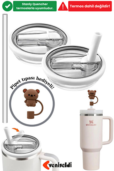 Yenigeldi 1Pcs Stnly Quencher Compatible 40 oz Flip Lid with Straw Leakproof Replacement Cup Lid