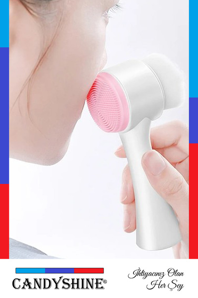 CandyShine Двостороння кольорова силіконова щітка для очищення обличчя