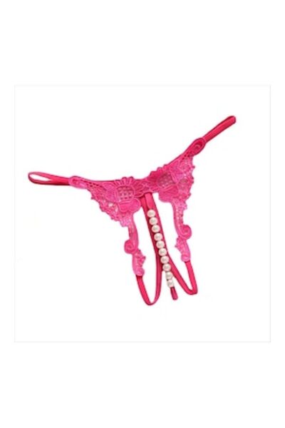QGC Chiloți sexy tanga cu perle, mărime universală, roz