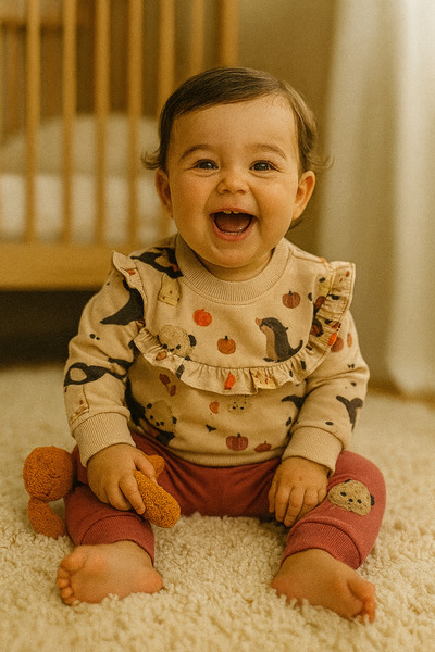 HappyMom Panda Embroidered Frilly 2 Piece Set