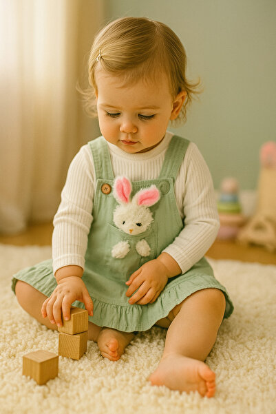 HappyMom Oyuncak Tavşanlı 2'li Keten Jile Takım