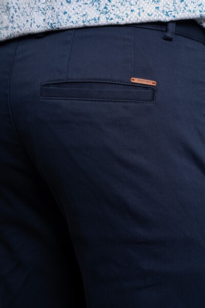 Morven Navy Blue Slim Fit Slim Fit Chino Side Pocket Men's Trousers