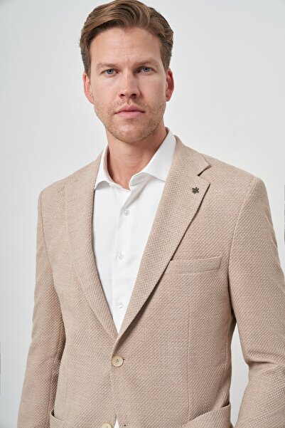 Morven Erkek Bej Trend Dynamic Fit Mono Yaka Ceket