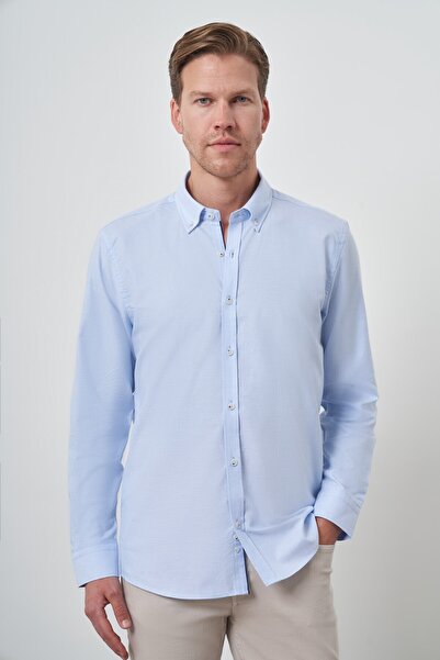 Morven Cămașă pentru bărbați A. BLUE Slim Fit cu guler cu nasturi