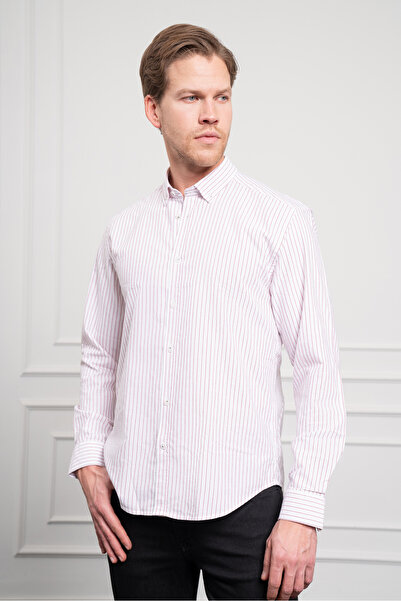 Morven Men's Burgundy Cotton Trend Dynamic Fit Relaxed Cut Shirt