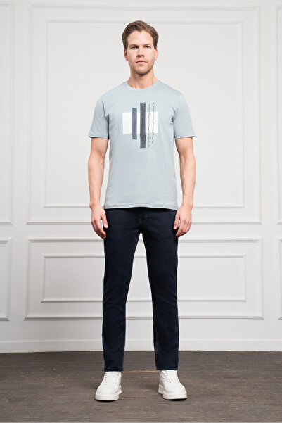 Morven Ανδρικό βαμβακερό μπλουζάκι Indigo Trend Crew Neck Dynamic Fit