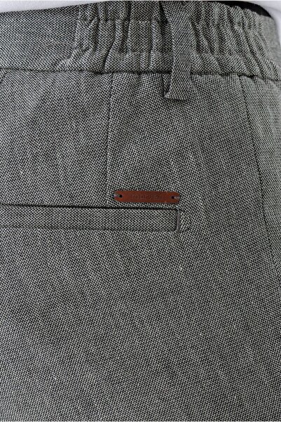 Morven Men's Black Bond Patterned Polyviscose-Linen Slim Fit Trousers