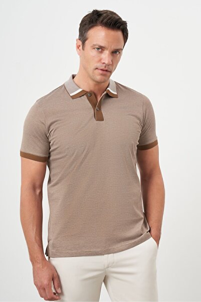 Morven Men's Tan Trend Polo Neck Dynamic Fit T-Shirt