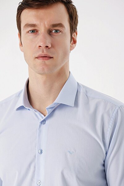 Morven Ανδρικό πουκάμισο A. Blue Basic Slim Fit