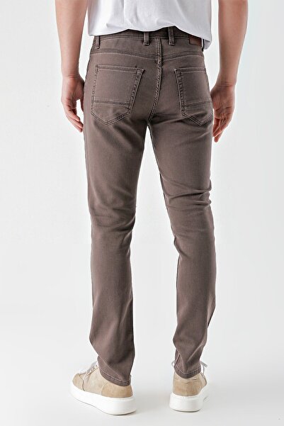 Morven Men's BROWN Seasonal Cotton 5 Pocket Slim Fit Jean Pants
