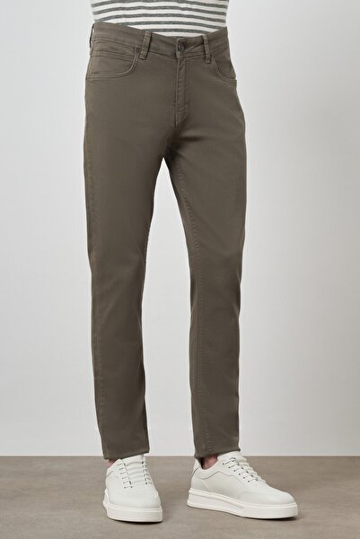 Morven Men's Khaki Cotton 5 Pocket Slim Fit Jean Denim Trousers