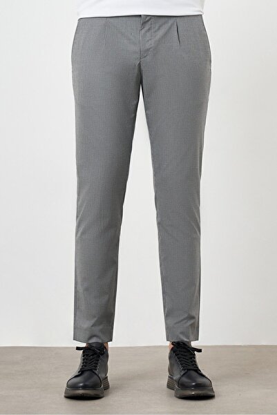 Morven Erkek Füme Poliviskon Trend Pileli Slim Fit Spor Pantolon