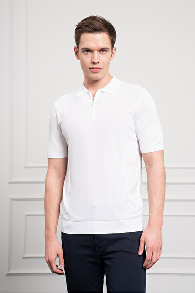 Morven Men's White Trend Polo Neck Dynamic Fit Relaxed Cut T-Shirt