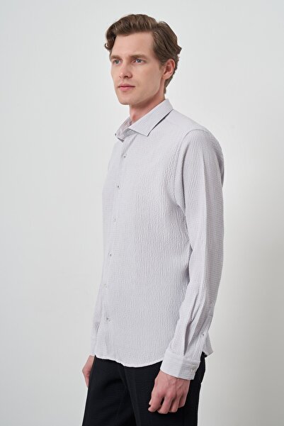 Morven Чоловіча сорочка з каменем гофре, трендовим візерунком, динамічним кроєм та італійським коміром