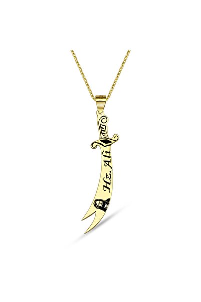 Mavili Gümüş Zülfikar Kolye