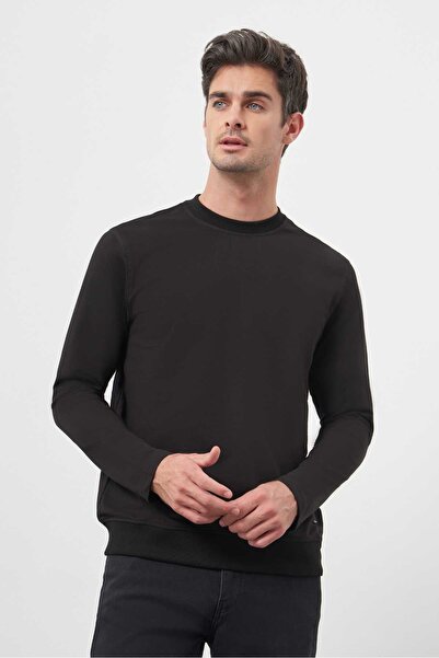 Morven Men's Black Basic Dynamic Fit Crew Neck Sweet Shirt