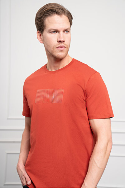 Morven Мъжка тениска с кръгло деколте Cinnamon Trend с динамична кройка и памучен крой