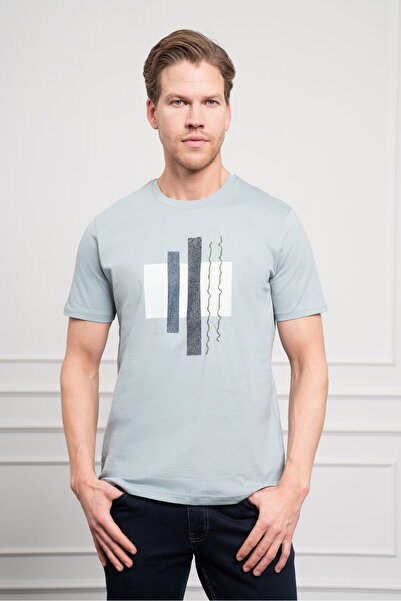 Morven Ανδρικό βαμβακερό μπλουζάκι Indigo Trend Crew Neck Dynamic Fit