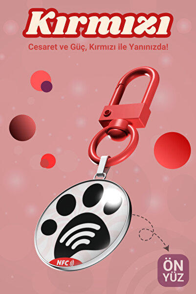 petkay Köpekler Için Akıllı Künye, Nfc Dijital Isimlik Tasma Künyesi Qr Kod Künye Paslanmaz Çelik Kırmızı