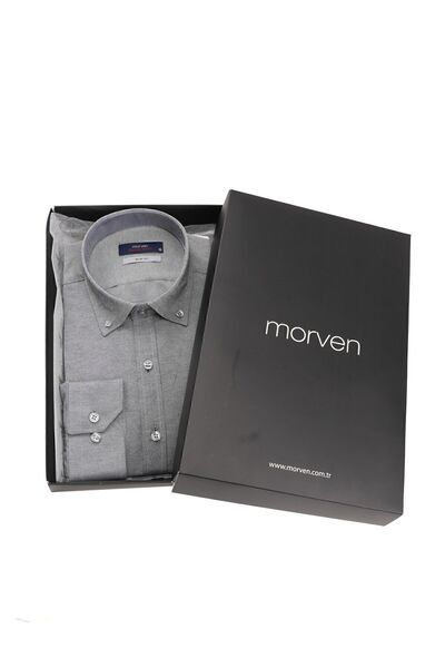 Morven Сlim Fit Комір на ґудзиках Оксфорд Легко прасується Бавовна ПОДАРУНКОВА КОРОБКА Сорочка з довгими рукавами