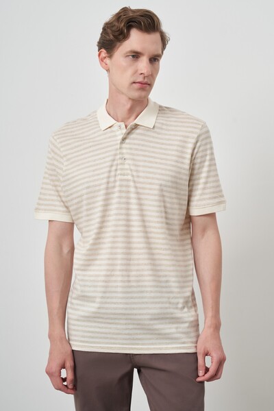 Morven Men's Beige Trend Polo Neck T-Shirt