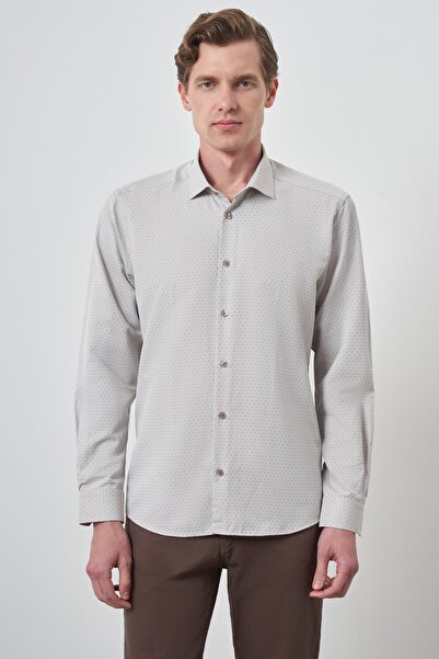 Morven Мъжка риза с италианска яка от норка, с тясна кройка