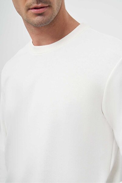 Morven Чоловічий білий базовий світшот з коміром-стійкою