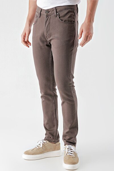 Morven Men's BROWN Seasonal Cotton 5 Pocket Slim Fit Jean Pants