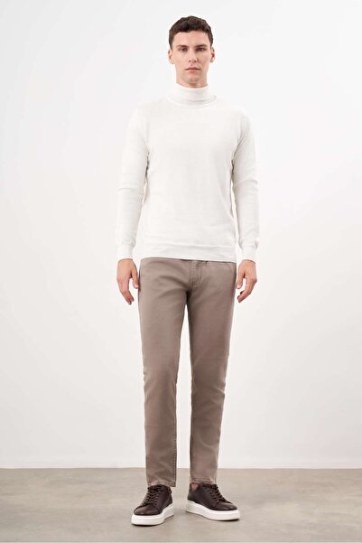 Morven Men's Ecru Basic Turtleneck Dynamic Fit Relaxed Fit Knitwear