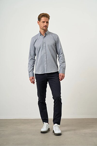 Morven Düğmeli Yaka Kolay Ütülenebilir Oxford Pamuklu Slim Fit Gömlek
