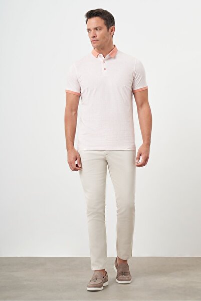 Morven Men's Pink Trend Compact Rotation Print Pique Polo Neck T-Shirt