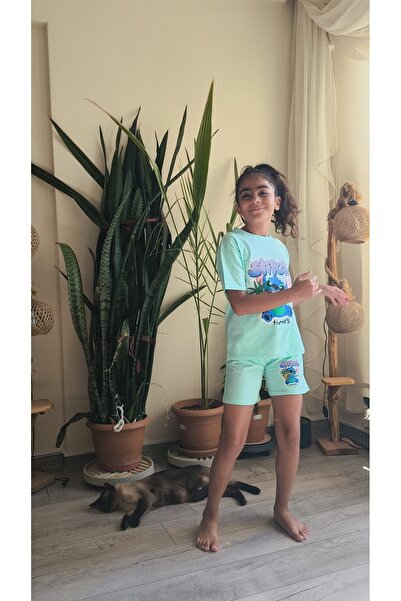 Birdirbir Girl's Shorts Suit Stitched Purple, Green