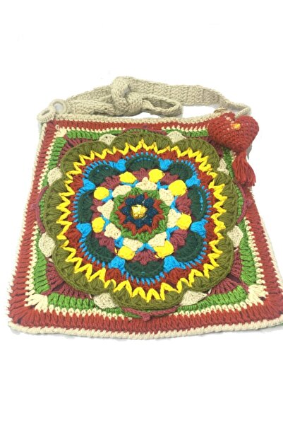 drt tasarım El Örgüsü Mandala Motif Desen Oversize Çanta