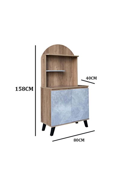 BAITY Elegant Two-Tier Coffee Cabinet - Wooden with Gray