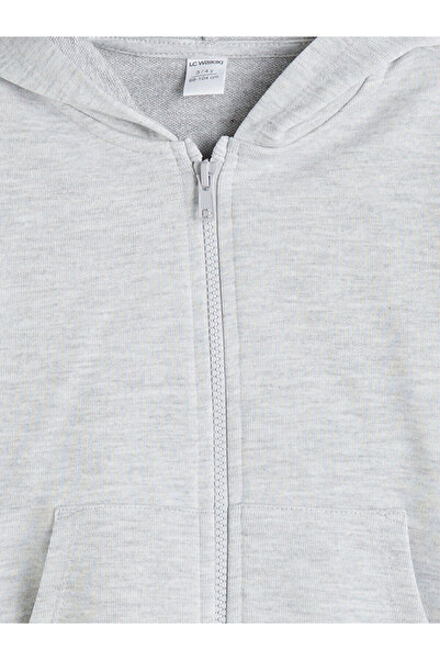 LC Waikiki Kapüşonlu Uzun Kollu Kız Bebek Fermuarlı Sweatshirt (W5)