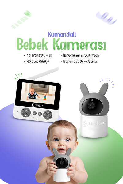 EN SİGA Bebek Kamerası Kumandalı Monitörlü Karşılıklı Konuşma Özellikli , Hatırlatıcılı IP Bebek Kamerası