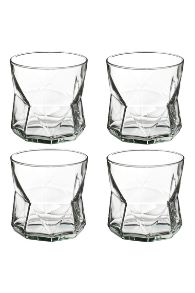 IKEA 4 Adet Modern Tasarım Köşeli Cam Bardak, Kola Meşrubat Viski Bardağı 300 ml