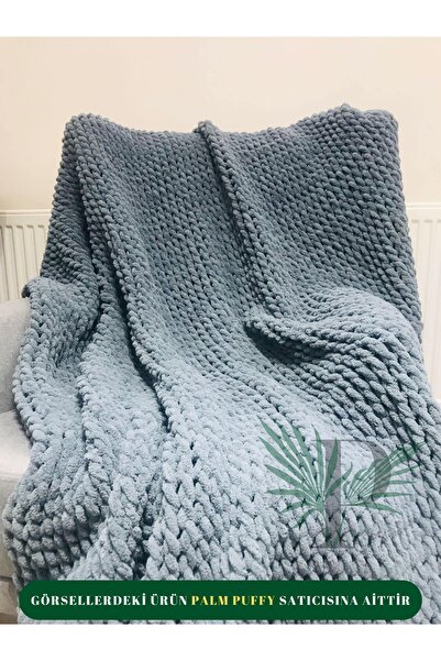 Alize Palm Puffy Gri 150x200cm Tek Kişilik Battaniye