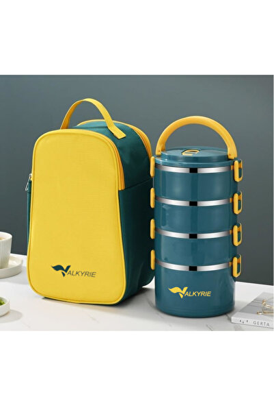 valkyrie 4 Gözlü Çelik Termal Çanta Okul, Piknik ve Seyahat İçin Taşınabilir ...