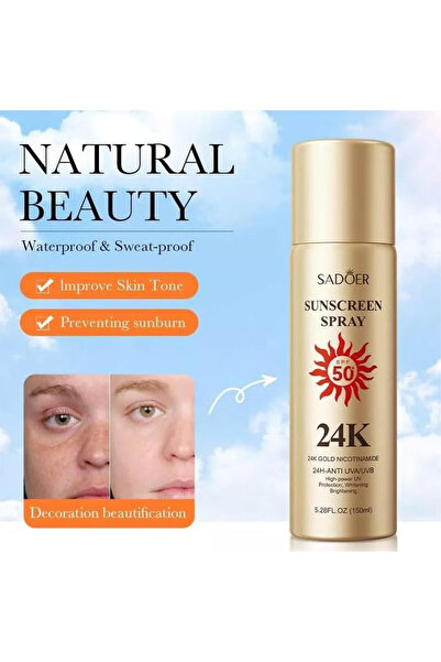 SADOER سادور بخاخ واقي من الشمس نيكوتيناميد الذهب 24 قيراط 150 مل
