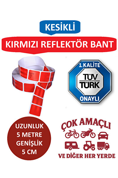 Otopeksan Reflektör Bant - Fosforlu Bant - Kırmızı - TÜVTÜRK Onaylı - 5 Metre...