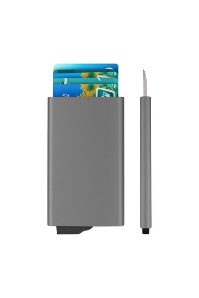 OEM Metallic Slim Wallet, 8 Card Capacity, Gray