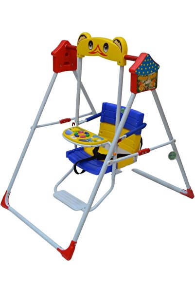 Rally Baby Swing with Safety Seat, Indoor and Outdoor Use, Blue and Yellow