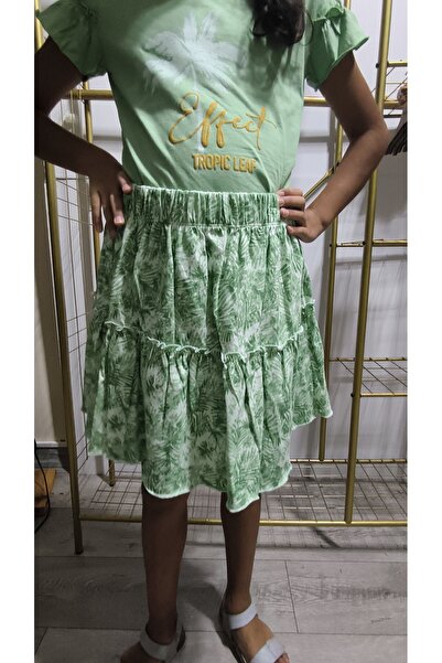 Miniworld Girl's Skirted T-Shirt Set Cotton Palm