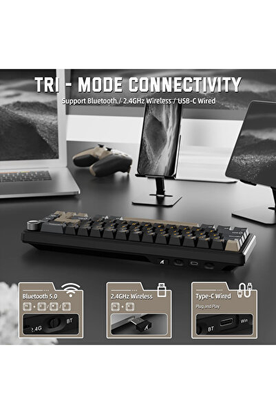 Attack Shark X66 Strawberry Switch RGB Mekanik Kablosuz Oyun Klavyesi Driverlı %60 Gaming Keyboard