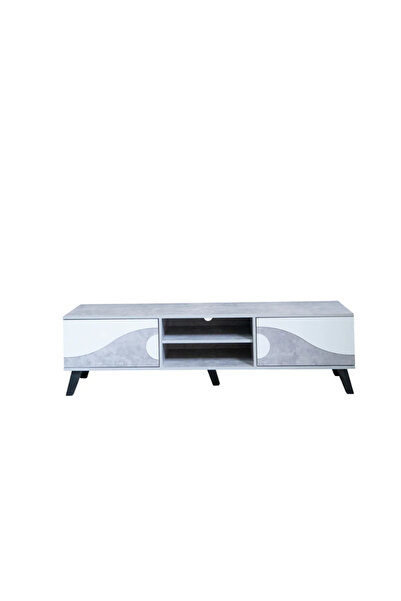 BAITY Elegant TV Table with Storage in Light Gray and White - 160 cm