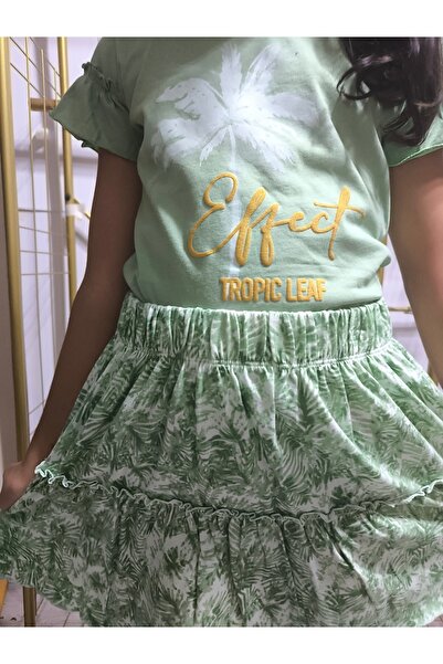 Miniworld Girl's Skirted T-Shirt Set Cotton Palm