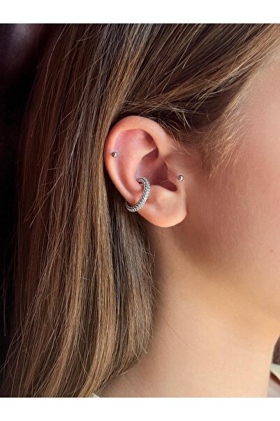 GİS JEWELRY Silver Taşlı Earcuff Kıkırdak Küpe