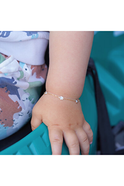 Sandra Ferretti Bratara din Aur Galben de 14K cu Sidef pentru Copii